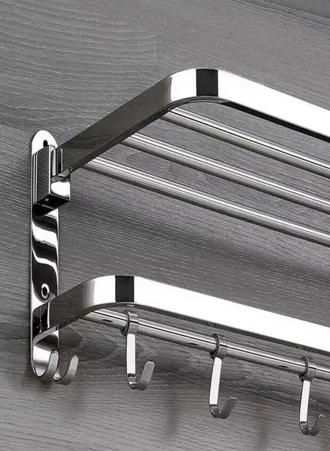 FORTUNE Luxurious 304 Grade Stainless Steel Double Folding Towel Rack/Towel Stand/Towel Holder/Towel Hanger/Bathroom Accessories - Image 3